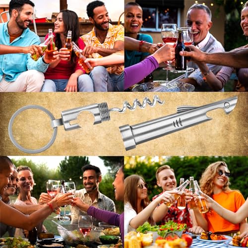 2-in-1 Shark Bottle Opener, Novelty Keychain Corkscrew Wine Opener, Beer Bottle Opener, Wine & Beer Gifts for Men, Father's Day Gifts, Christmas Gifts, Birthday Gifts, Dark Silver (Metallic Silver)