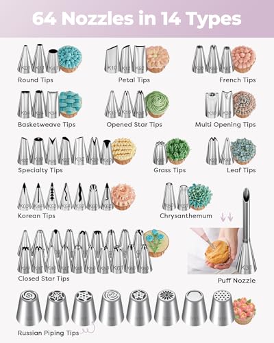 158 Cake Decorating Kit Baking Supplies Tools for Beginners & Pros (Light Purple)