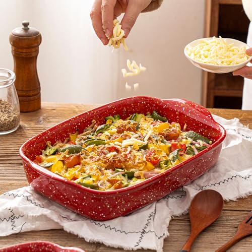 3 Pack Ceramic Lasagna Pan (Red)