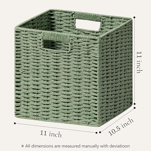 3 Pack Wicker Basket (Cube-3pack 11"×11"×10.5" / Green)