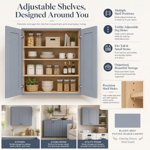Wall Mounted Cabinet (Grey / 27" W x 12" D x 36" H)