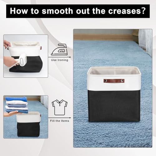 13x13 Cube Storage Bins (Black / Off-White / Cube - 13"x13"x13")