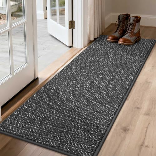 Dirt Trapper Door Mat 17"x60" Non Slip Washable Dark Grey (Dark Grey / 17" x 60")