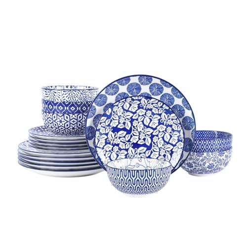 Ceramic Dinnerware Sets for 6 (Vintage Blue / 18 Pieces)