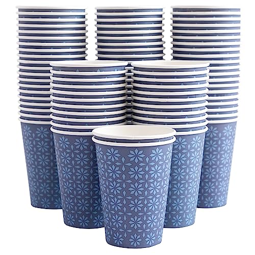210 Pack Paper Cups 16 oz Bulk Disposable Coffee Cups Navy Floral (Navy / 16 oz-210)
