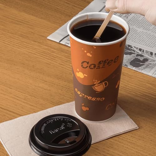 20 oz Paper Hot Coffee Cups [600 ct] Disposable (20 OZ / Café Theme)