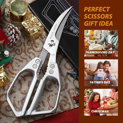 Kitchen Scissors for Food (Dark Silver)