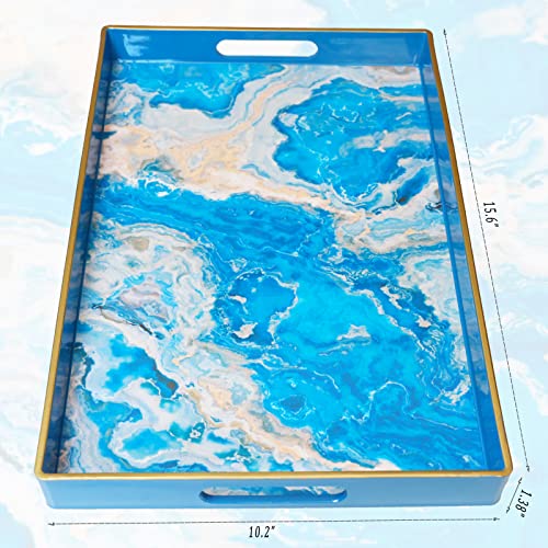 Serving Tray Plastic Rectangular Coffee Table Tray with Handles (Hs04re)