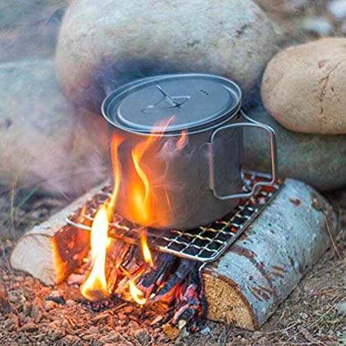 2Peices Backpacker Bushcraft Grill Grate Stainless Steel BBQ Cooking Grill Mesh Campfire Grill Square Round for Camping