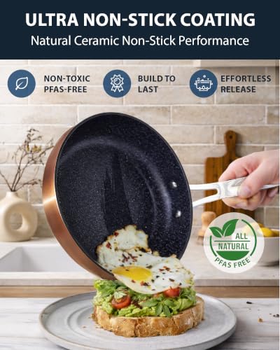 12pc Healthy Pots and Pan Set Non (Rustic Copper (G10))