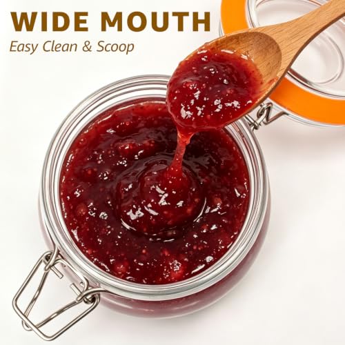 Small Glass Storage Jars with Airtight Lids Wide Mouth 17 oz 6 Pack (Clear 17oz Square -6 sets)