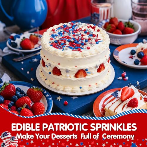 Edible Patriotic Sprinkles for Cake Decorating (Patriotic Stars)