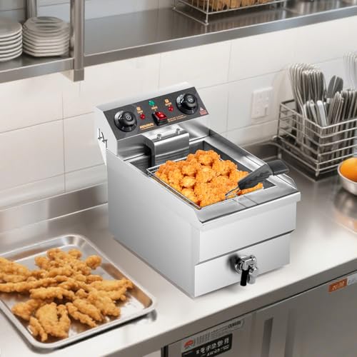 12.5QT Electric Deep Fryer (Single Fryer with Timer & Drain-12.5QT)