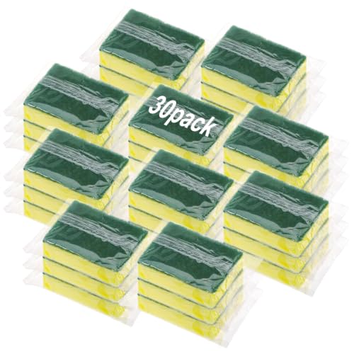 30 Pcs Individually Wrapped Sponges for Airbnb Apartment Green (Green)