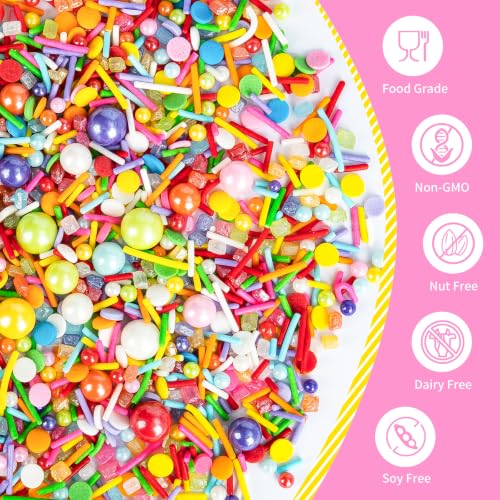 Edible Rainbow Pearl Sprinkles (Rainbow Mix)