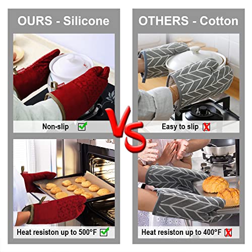 Oven Mitts and Pot Holders 6pcs Set (Red)