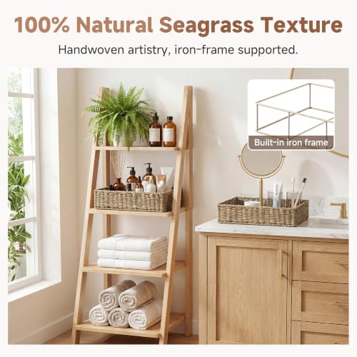 Large Seagrass Tray for Bathroom (Natural(seagrass) / 15 ¾"L x 11 ¼"W x 3 ½"H)