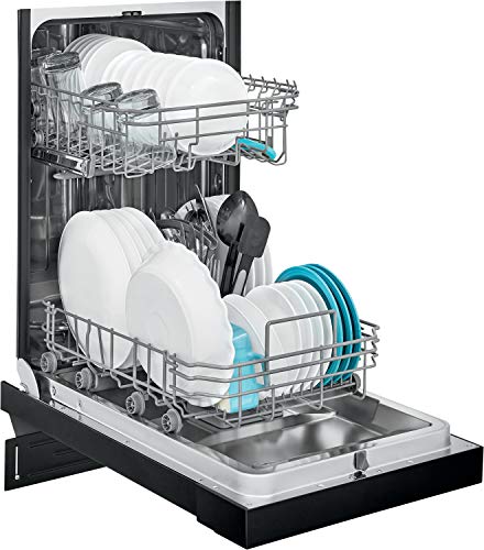 18 in. ADA Compact Front Control Dishwasher in Black with Dual Spray Arms (Black / Dishwasher Only)