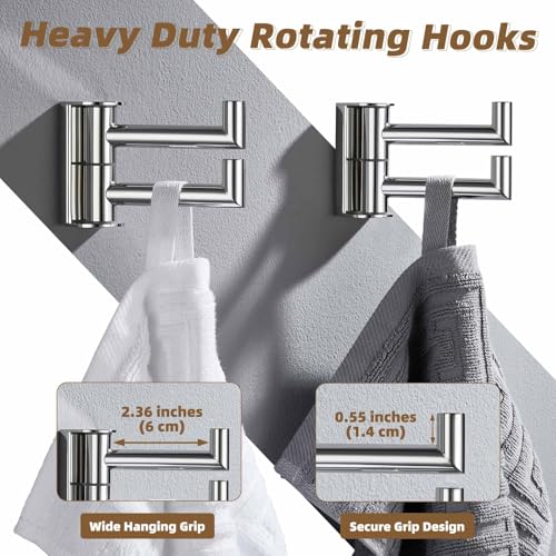 Swivel Wall Hooks with 2 Arm (2 Pack / Polished Chrome)