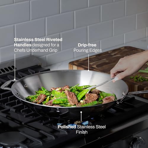 D3 Stainless Steel 14" Wok Pan with Lid (14 inch)