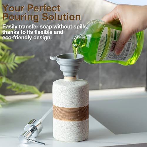 Ceramic Hand Soap Dispenser for Kitchen and Bathroom (White and White / 1xSoap Dispenser)