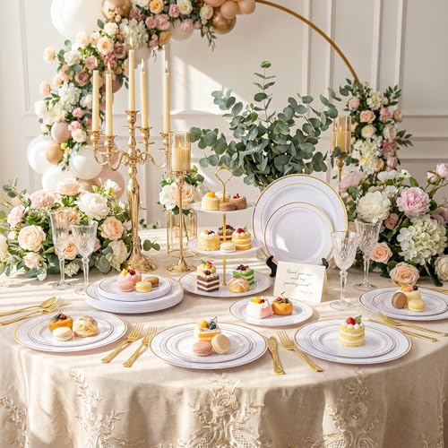 102 Pcs Gold Plastic Plates (102 Pieces / Gold)