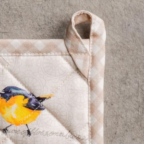 Pot Holders 100% Cotton Potholders (003 - Birdies on Wire / 8" x 8" (Pot Holder Pack of 2))
