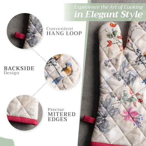 100% Cotton Oven Mitt & Pot Holder Set (043 - Equinoxe - Beige / 7.5" x 13" & 8" x 8" (Oven Mitt & Pot Holder))