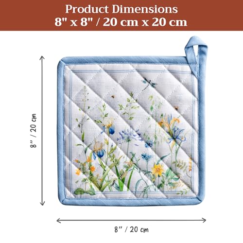 Pot Holders 100% Cotton Potholders (012 - Fleurs De Mai / 8" x 8" (Pot Holder Pack of 1))
