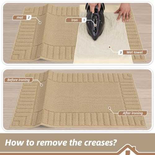 Kitchen Rugs Non Slip Washable 2PCS (Beige / 20"x30"+20"x48" (Rectangular))