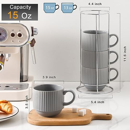 Coffee Mugs Set (Gray / 15 Ounces)