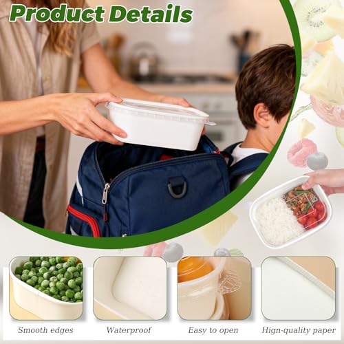 50 Pack 29oz Disposable Meal Prep Containers with Lids & Forks (29oz 50 Count / White Kraft Paper)
