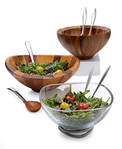 Butterfly Acacia Wood Salad Bowl with 2 Salad Servers (Wood)