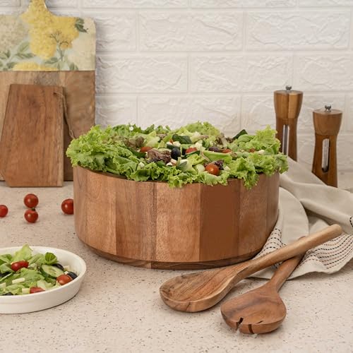 Wooden Salad Bowl Set with Serving Utensils Eco