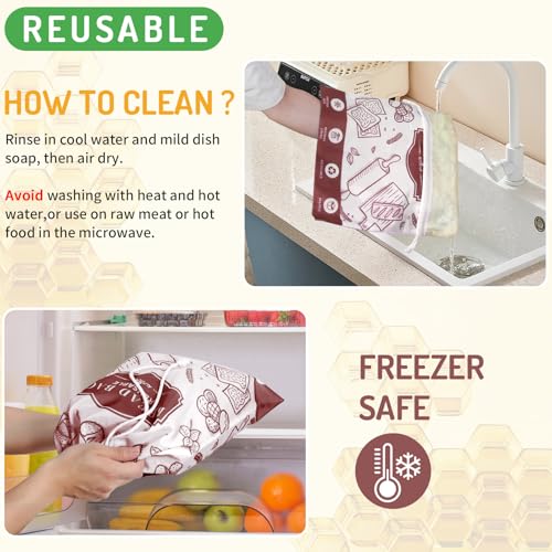 2 Pack Beeswax Bread Bags for Homemade Bread