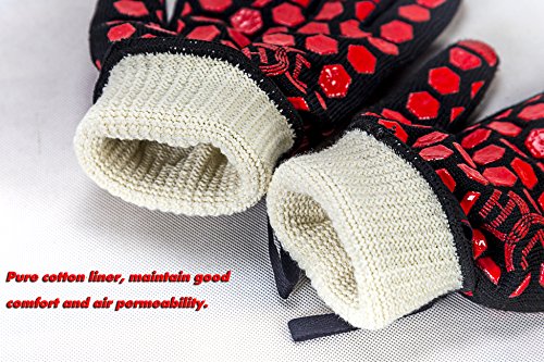 Heat Resistant Oven Glove (Black/Red / Extra Long Cuff)