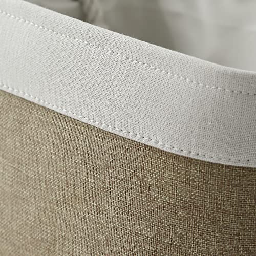 Storage Basket for Organizing (White & Khaki / 3PCS/Large - 15.7Lx11.8Wx8.3H)