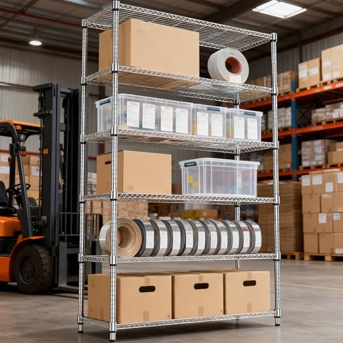 2100LBS 47.2" W 6 Tiers Shelf Storage Shelves Metal Shelving Unit Heavy Duty Garage Shelving Adjustable Wire Shelves for Pantry (6 Tiers, 17.7"D x 47.2"W x 82.4"H / Chrome)