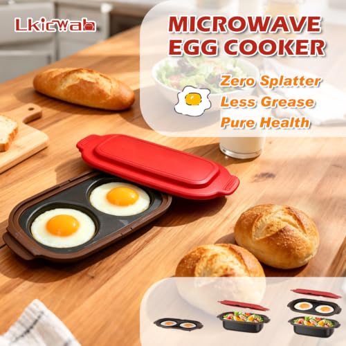 Microwave Egg Cooker & Poacher Maker for 2 Eggs (Red)