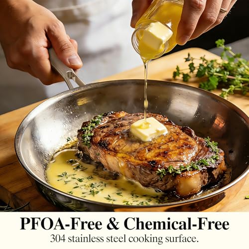 Stainless Steel Frying Pan Set with Lid (8 10 12 Inch with lid)
