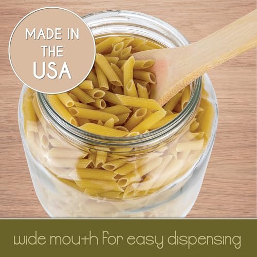 Half Gallon Mason Jar Wide Mouth with Airtight Metal Lid (Gold Lid)
