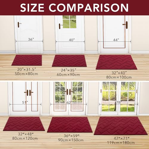 Front Door Mat Outside Entrance (Red / 40" x 32" (Rectangular))