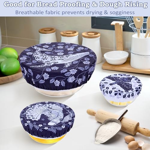 5Pcs Reusable Beeswax Elastic Bowl Covers for Bread Proofing and Food Cover (Humpback Whale)
