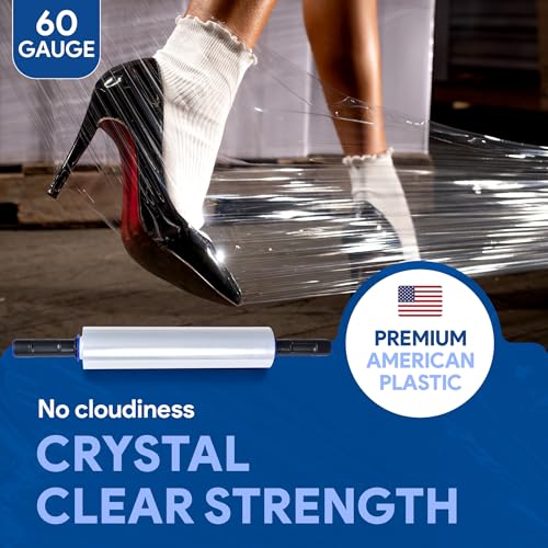 15" Plastic Stretch Wrap with Tension Handles (12 Pack / Extended Handles)