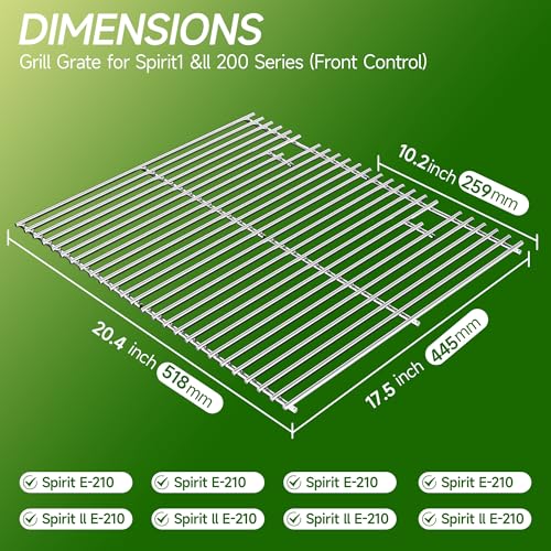 17.5 inch Grill Cooking Grates for Weber Spirit E210 E (17.5" D x 20.5" W)