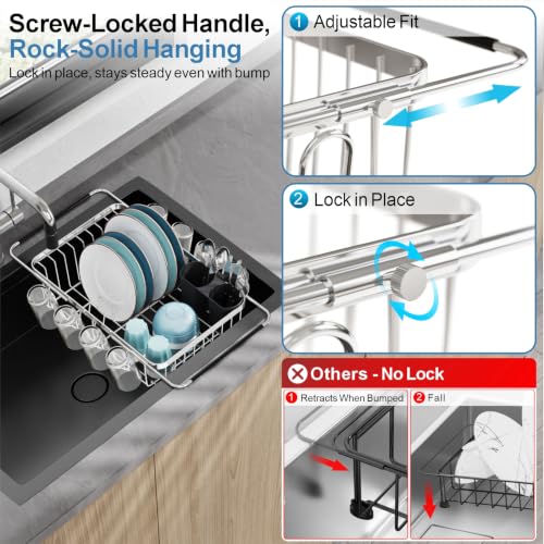 Dish Drying Rack Over the Sink (Silver / For 11.5"-30"W Sink)