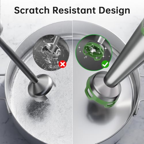 Immersion Blender Handheld 5 in 1 Hand Blender Set 1100W Heavy Duty (Green / 5 in 1)