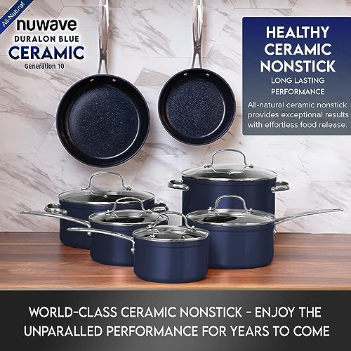 Healthy Duralon Blue Ceramic Nonstick Cookware Set (Deep Blue / 12pc Cookware Set / Cookware Set)