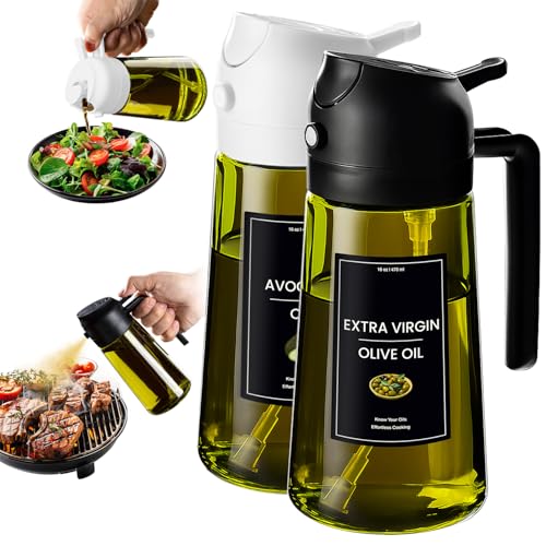 16oz 470ml Olive Oil Dispenser for Kitchen with Stickers (Light-Proof /w Stickers / Black&White)