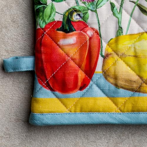 100% Cotton Oven Mitt & Pot Holder Set (042 - Giverny / 7.5" x 13" & 8" x 8" (Oven Mitt & Pot Holder))